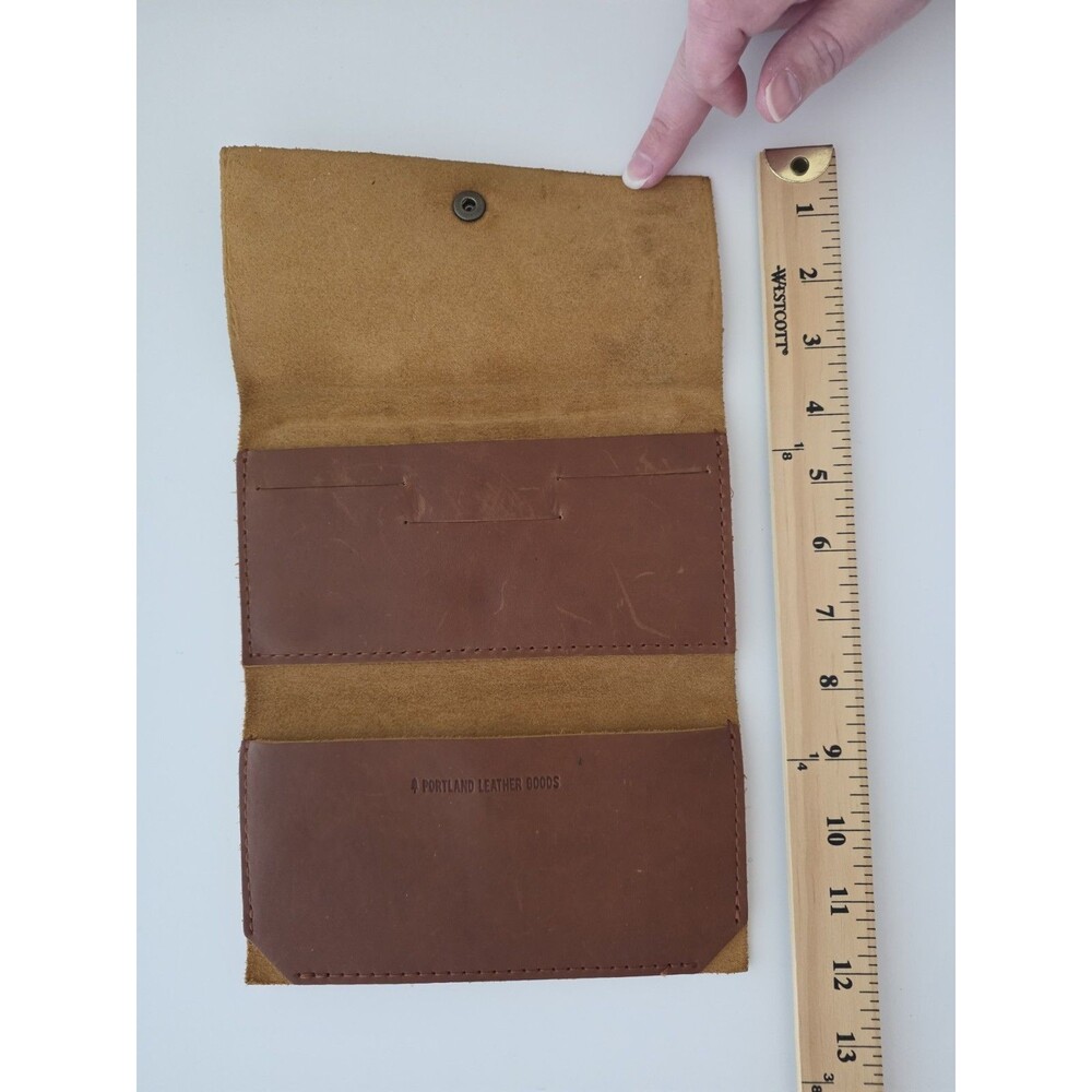 Portland Leather Goods RANCHER Trifold Wallet Brown Genuine Leather Snap - Picture 6 of 7
